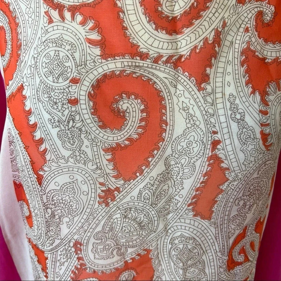 Talbots 100% Silk Paisley Chiffon Top Size S / M Pink Orange 14423 - Picture 5 of 7
